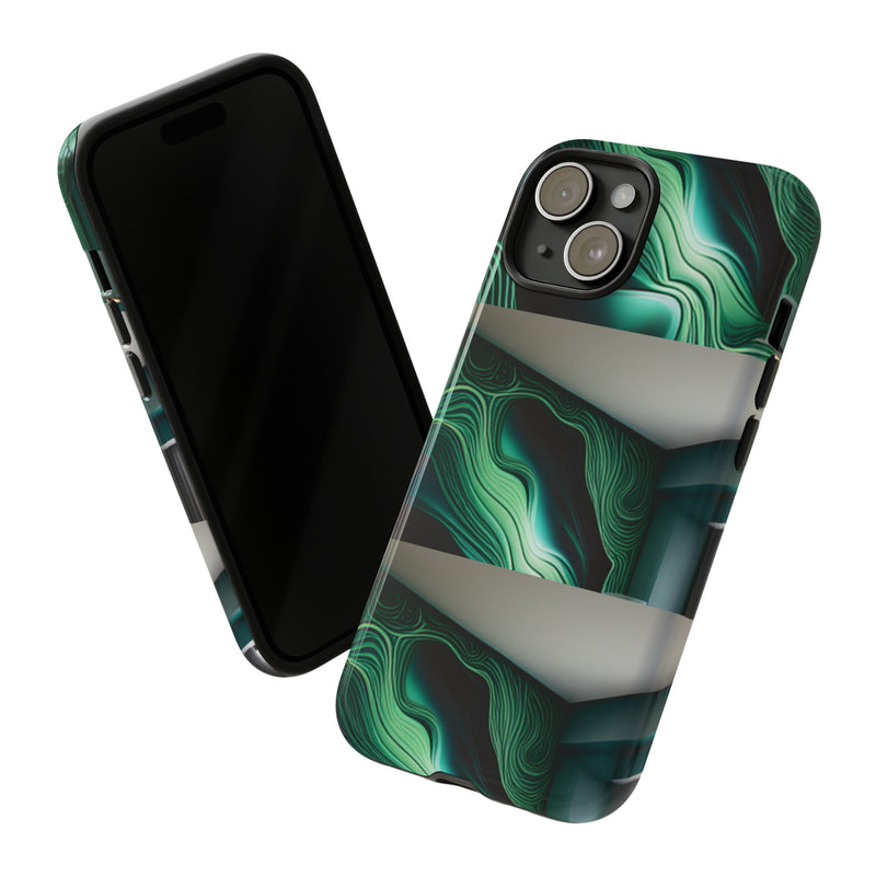 Green Geometric Patterns - Tough Cases  All iPhone 15, 14, 13, 12, 11, X, 8 , Google Pixel 7, 6, 5, Samsung Galaxy 23, 22, 21, 20, 10