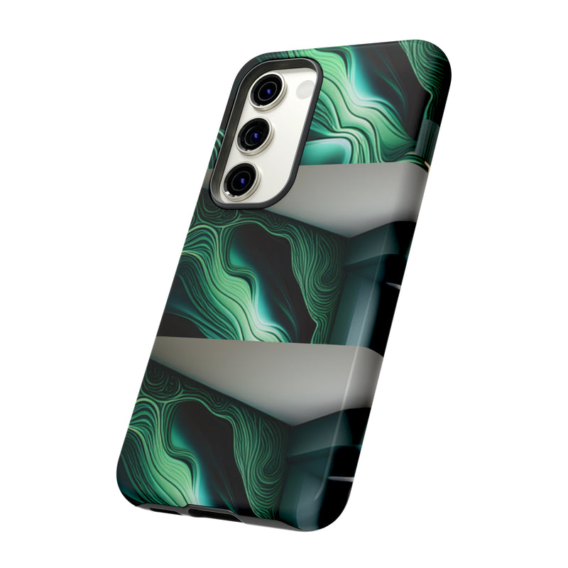 Green Geometric Patterns - Tough Cases  All iPhone 15, 14, 13, 12, 11, X, 8 , Google Pixel 7, 6, 5, Samsung Galaxy 23, 22, 21, 20, 10