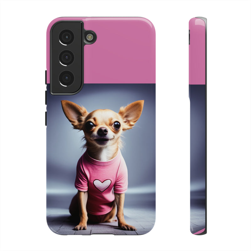 Pink Heart Chihuahua Tough Cases. All iPhone 15, 14, 13, 12, 11, X, 8 , Google Pixel 7, 6, 5, Samsung Galaxy 23, 22, 21, 20, 10