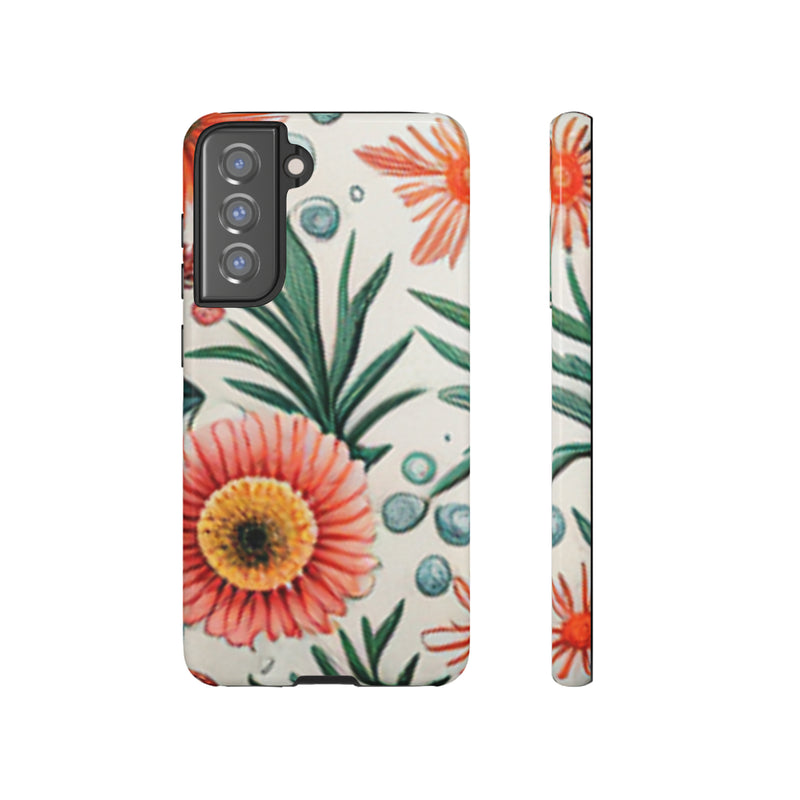 Orange Exotic Flowers Tough Cases All iPhone 15, 14, 13, 12, 11, X, 8 , Google Pixel 7, 6, 5, Samsung Galaxy 23, 22, 21, 20, 10