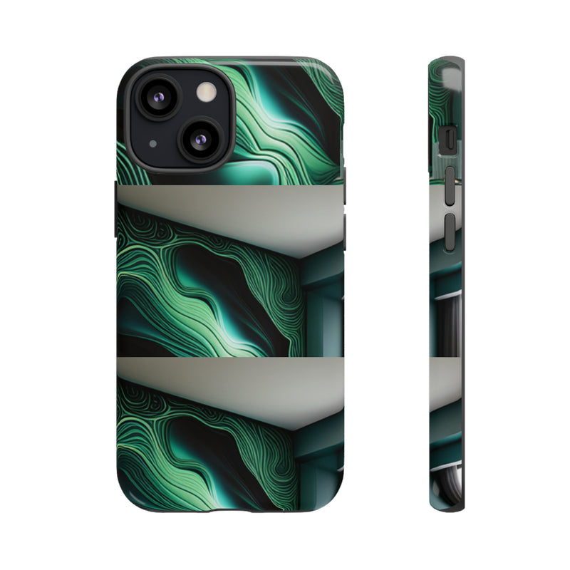 Green Geometric Patterns - Tough Cases  All iPhone 15, 14, 13, 12, 11, X, 8 , Google Pixel 7, 6, 5, Samsung Galaxy 23, 22, 21, 20, 10