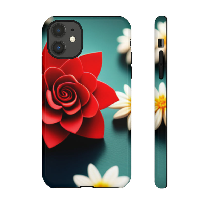 Red Flower On The Connor Tough Cases  All iPhone 15, 14, 13, 12, 11, X, 8 , Google Pixel 7, 6, 5, Samsung Galaxy 23, 22, 21, 20, 10