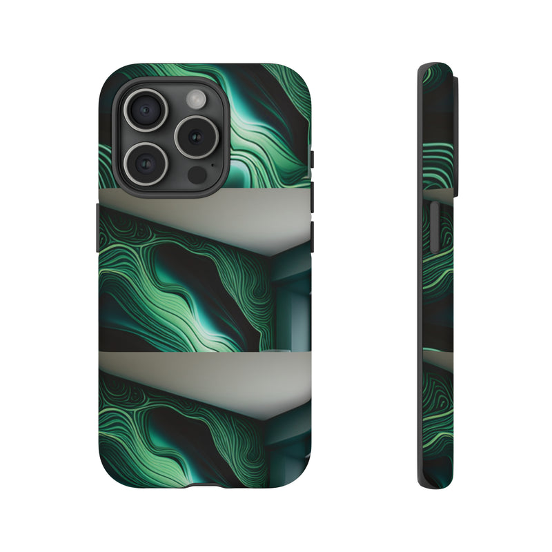 Green Geometric Patterns - Tough Cases  All iPhone 15, 14, 13, 12, 11, X, 8 , Google Pixel 7, 6, 5, Samsung Galaxy 23, 22, 21, 20, 10