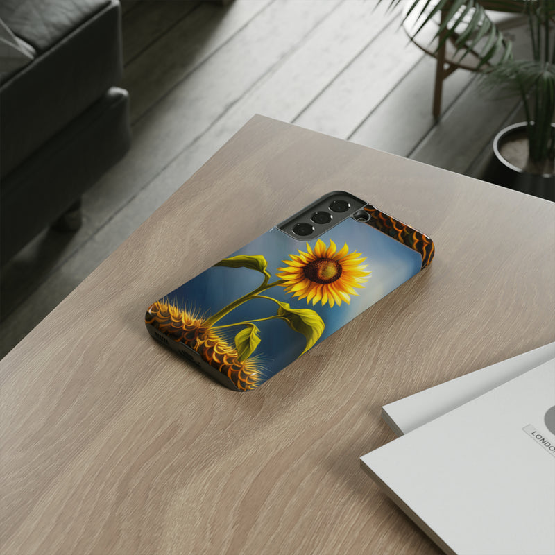 Sunflower In A Shelf Tough Cases  All iPhone 15, 14, 13, 12, 11, X, 8 , Google Pixel 7, 6, 5, Samsung Galaxy 23, 22, 21, 20, 10