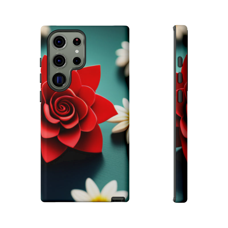 Red Flower On The Connor Tough Cases  All iPhone 15, 14, 13, 12, 11, X, 8 , Google Pixel 7, 6, 5, Samsung Galaxy 23, 22, 21, 20, 10