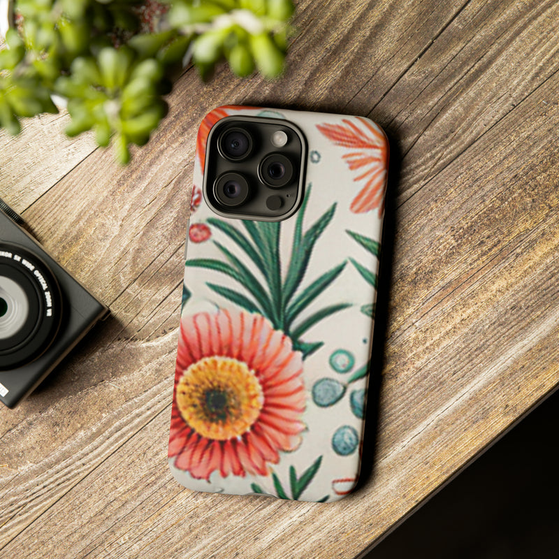 Orange Exotic Flowers Tough Cases All iPhone 15, 14, 13, 12, 11, X, 8 , Google Pixel 7, 6, 5, Samsung Galaxy 23, 22, 21, 20, 10