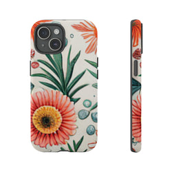 Orange Exotic Flowers Tough Cases All iPhone 15, 14, 13, 12, 11, X, 8 , Google Pixel 7, 6, 5, Samsung Galaxy 23, 22, 21, 20, 10