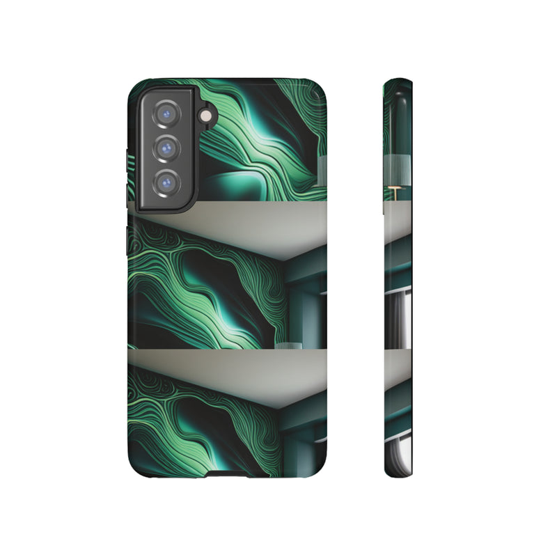 Green Geometric Patterns - Tough Cases  All iPhone 15, 14, 13, 12, 11, X, 8 , Google Pixel 7, 6, 5, Samsung Galaxy 23, 22, 21, 20, 10