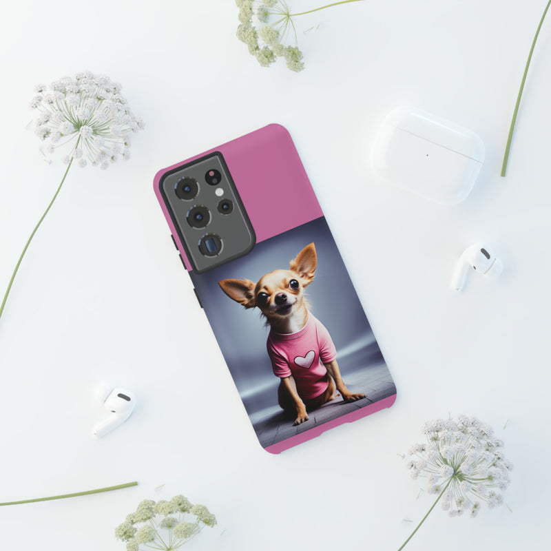 Pink Heart Chihuahua Tough Cases. All iPhone 15, 14, 13, 12, 11, X, 8 , Google Pixel 7, 6, 5, Samsung Galaxy 23, 22, 21, 20, 10