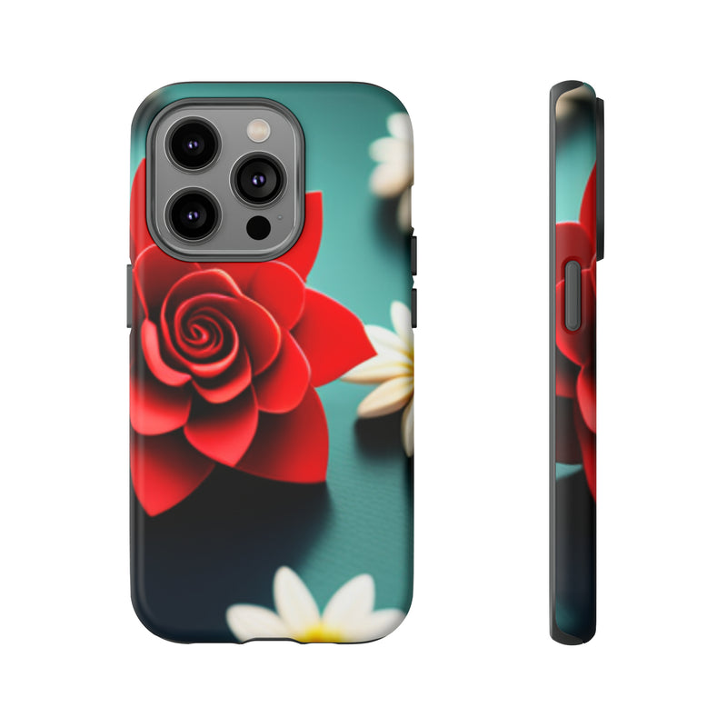 Red Flower On The Connor Tough Cases  All iPhone 15, 14, 13, 12, 11, X, 8 , Google Pixel 7, 6, 5, Samsung Galaxy 23, 22, 21, 20, 10