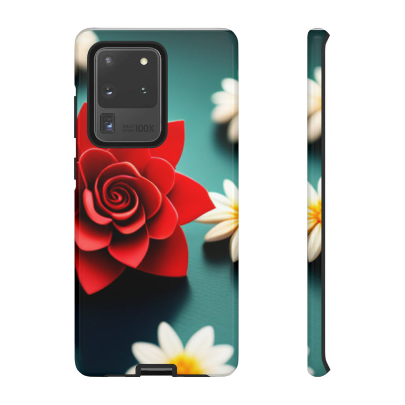 Red Flower On The Connor Tough Cases  All iPhone 15, 14, 13, 12, 11, X, 8 , Google Pixel 7, 6, 5, Samsung Galaxy 23, 22, 21, 20, 10