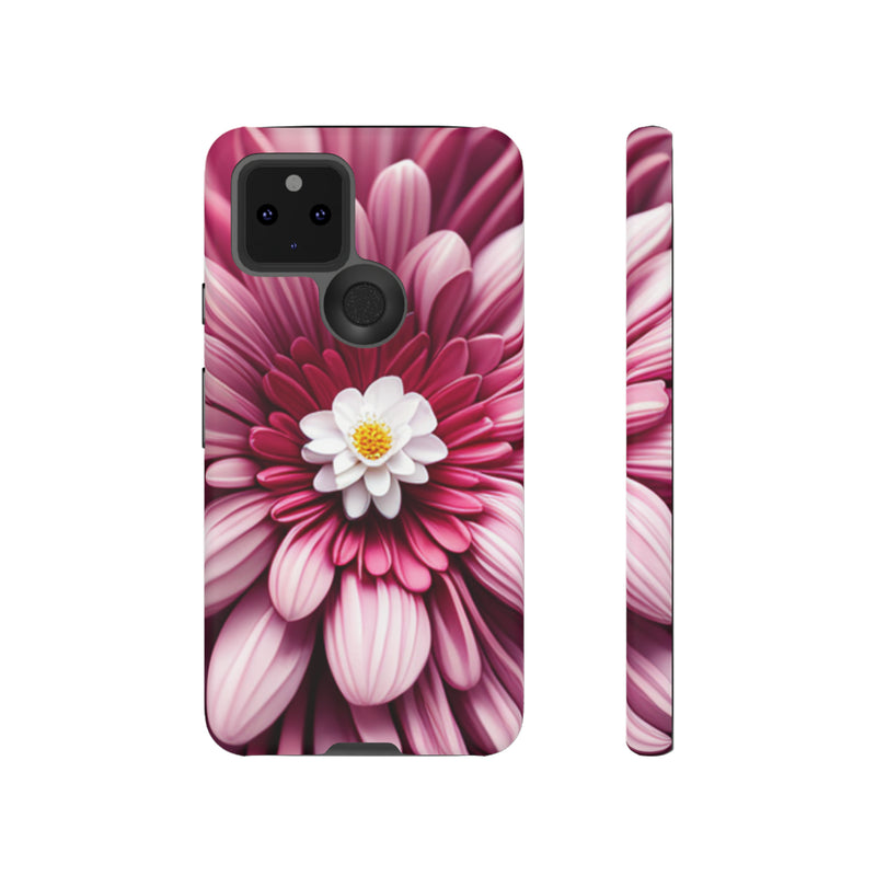 Pink Flower Tough Cases  All iPhone 15, 14, 13, 12, 11, X, 8 , Google Pixel 7, 6, 5, Samsung Galaxy 23, 22, 21, 20, 10