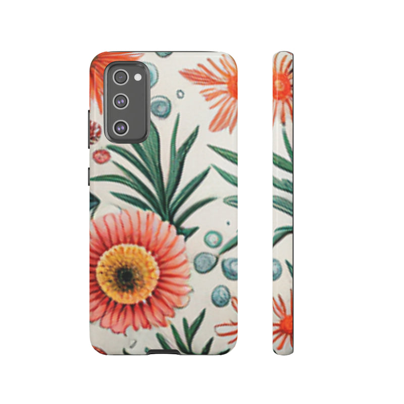 Orange Exotic Flowers Tough Cases All iPhone 15, 14, 13, 12, 11, X, 8 , Google Pixel 7, 6, 5, Samsung Galaxy 23, 22, 21, 20, 10