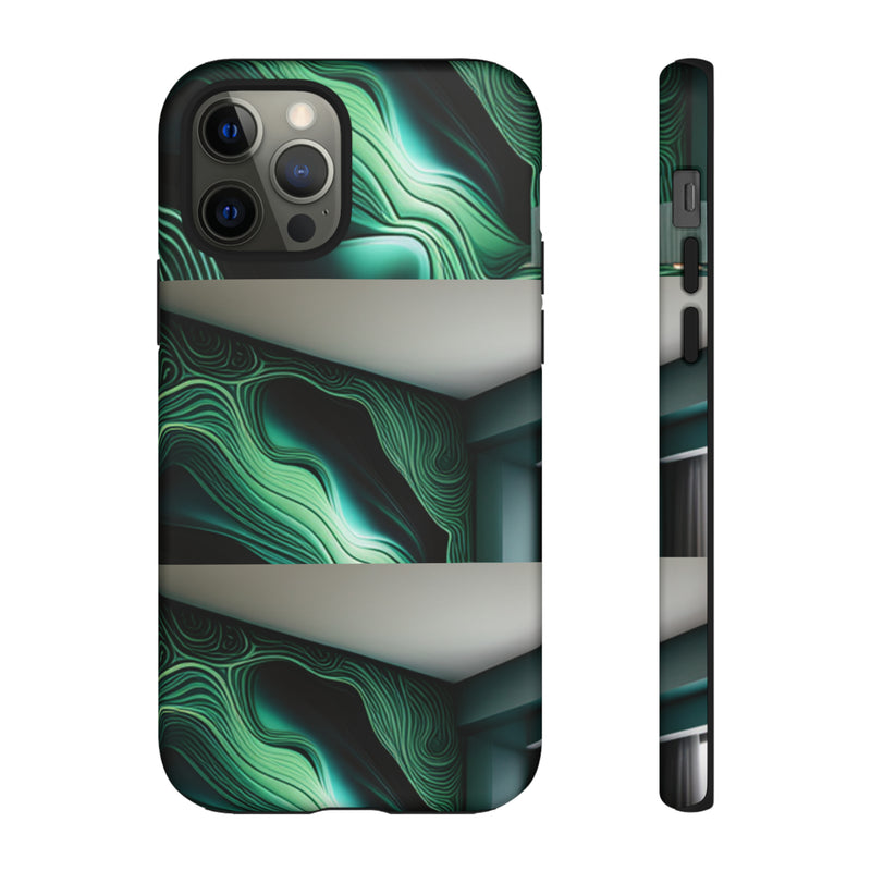 Green Geometric Patterns - Tough Cases  All iPhone 15, 14, 13, 12, 11, X, 8 , Google Pixel 7, 6, 5, Samsung Galaxy 23, 22, 21, 20, 10