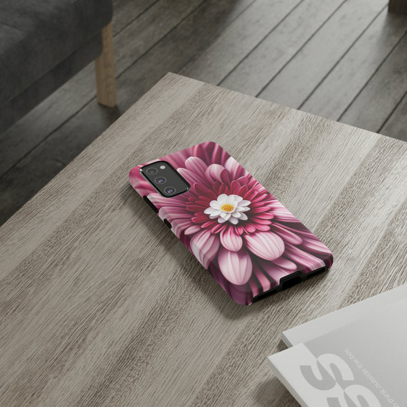 Pink Flower Tough Cases  All iPhone 15, 14, 13, 12, 11, X, 8 , Google Pixel 7, 6, 5, Samsung Galaxy 23, 22, 21, 20, 10