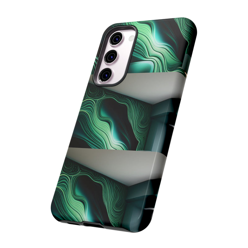 Green Geometric Patterns - Tough Cases  All iPhone 15, 14, 13, 12, 11, X, 8 , Google Pixel 7, 6, 5, Samsung Galaxy 23, 22, 21, 20, 10