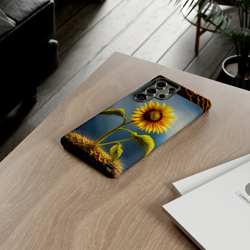 Sunflower In A Shelf Tough Cases  All iPhone 15, 14, 13, 12, 11, X, 8 , Google Pixel 7, 6, 5, Samsung Galaxy 23, 22, 21, 20, 10