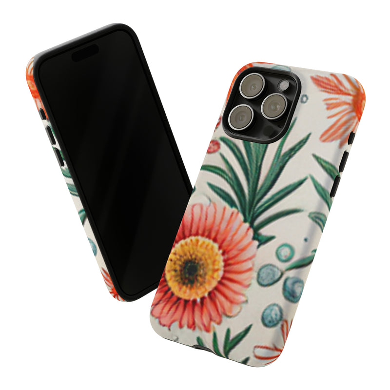 Orange Exotic Flowers Tough Cases All iPhone 15, 14, 13, 12, 11, X, 8 , Google Pixel 7, 6, 5, Samsung Galaxy 23, 22, 21, 20, 10