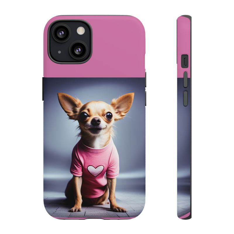 Pink Heart Chihuahua Tough Cases. All iPhone 15, 14, 13, 12, 11, X, 8 , Google Pixel 7, 6, 5, Samsung Galaxy 23, 22, 21, 20, 10