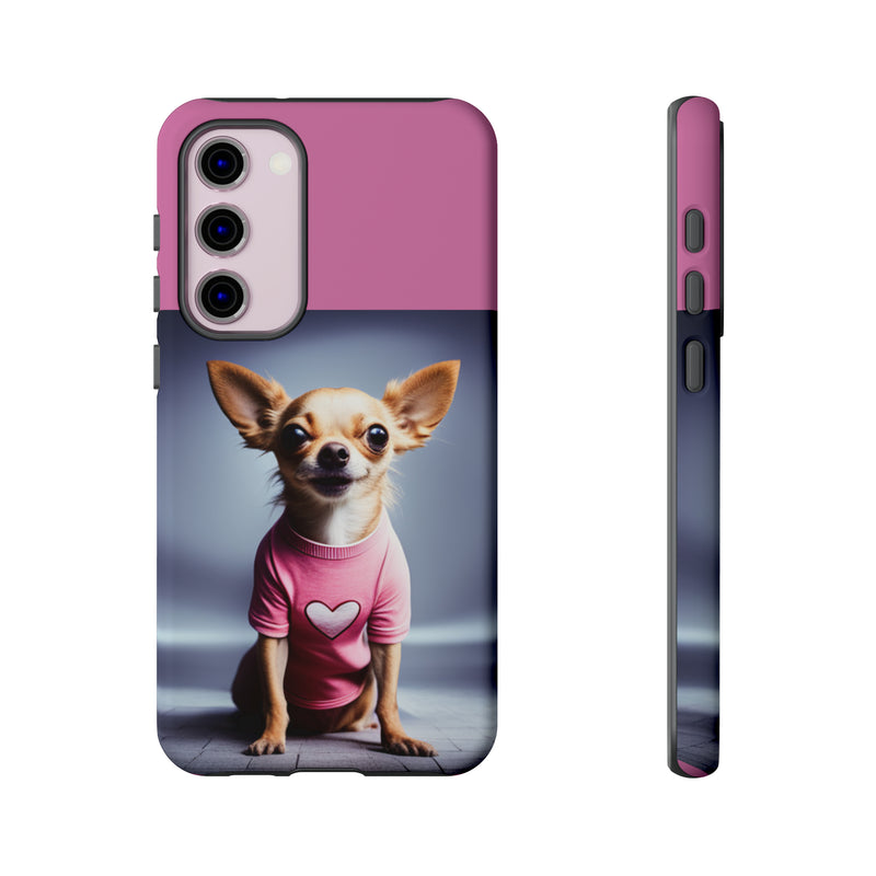 Pink Heart Chihuahua Tough Cases. All iPhone 15, 14, 13, 12, 11, X, 8 , Google Pixel 7, 6, 5, Samsung Galaxy 23, 22, 21, 20, 10