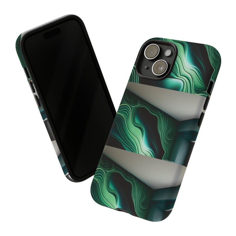 Green Geometric Patterns - Tough Cases  All iPhone 15, 14, 13, 12, 11, X, 8 , Google Pixel 7, 6, 5, Samsung Galaxy 23, 22, 21, 20, 10