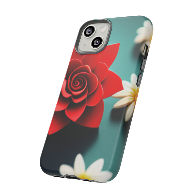 Red Flower On The Connor Tough Cases  All iPhone 15, 14, 13, 12, 11, X, 8 , Google Pixel 7, 6, 5, Samsung Galaxy 23, 22, 21, 20, 10