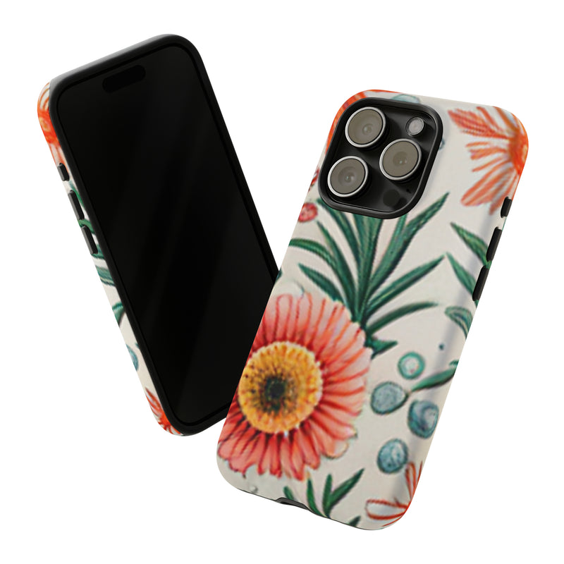 Orange Exotic Flowers Tough Cases All iPhone 15, 14, 13, 12, 11, X, 8 , Google Pixel 7, 6, 5, Samsung Galaxy 23, 22, 21, 20, 10