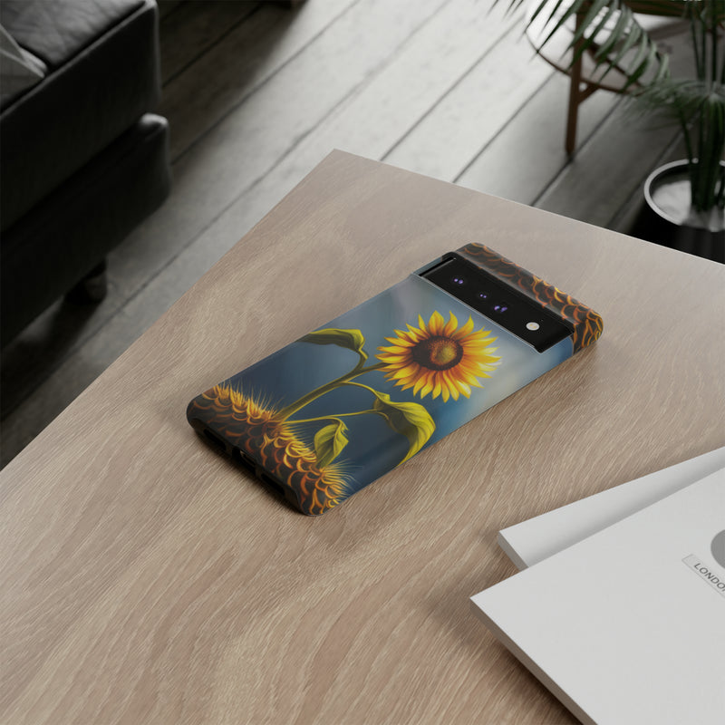 Sunflower In A Shelf Tough Cases  All iPhone 15, 14, 13, 12, 11, X, 8 , Google Pixel 7, 6, 5, Samsung Galaxy 23, 22, 21, 20, 10