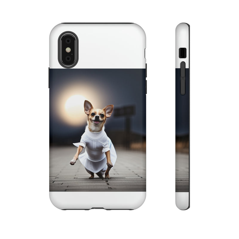 Cute White Dress Chihuahua Tough Cases. All iPhone 15, 14, 13, 12, 11, X, 8 , Google Pixel 7, 6, 5, Samsung Galaxy 23, 22, 21, 20, 10