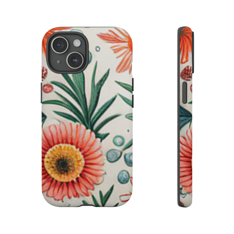 Orange Exotic Flowers Tough Cases All iPhone 15, 14, 13, 12, 11, X, 8 , Google Pixel 7, 6, 5, Samsung Galaxy 23, 22, 21, 20, 10