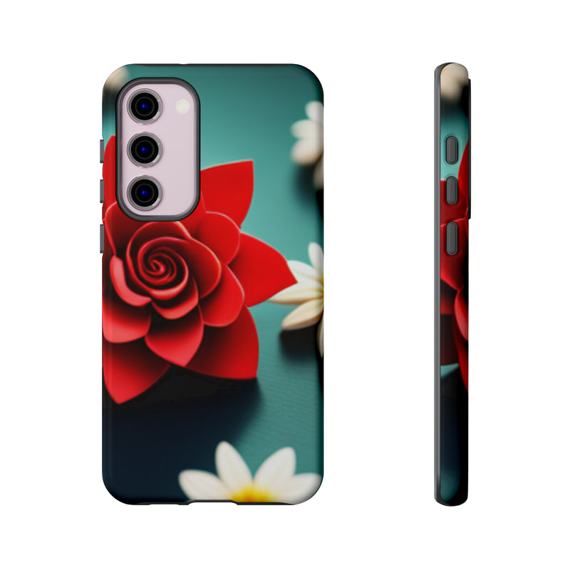 Red Flower On The Connor Tough Cases  All iPhone 15, 14, 13, 12, 11, X, 8 , Google Pixel 7, 6, 5, Samsung Galaxy 23, 22, 21, 20, 10