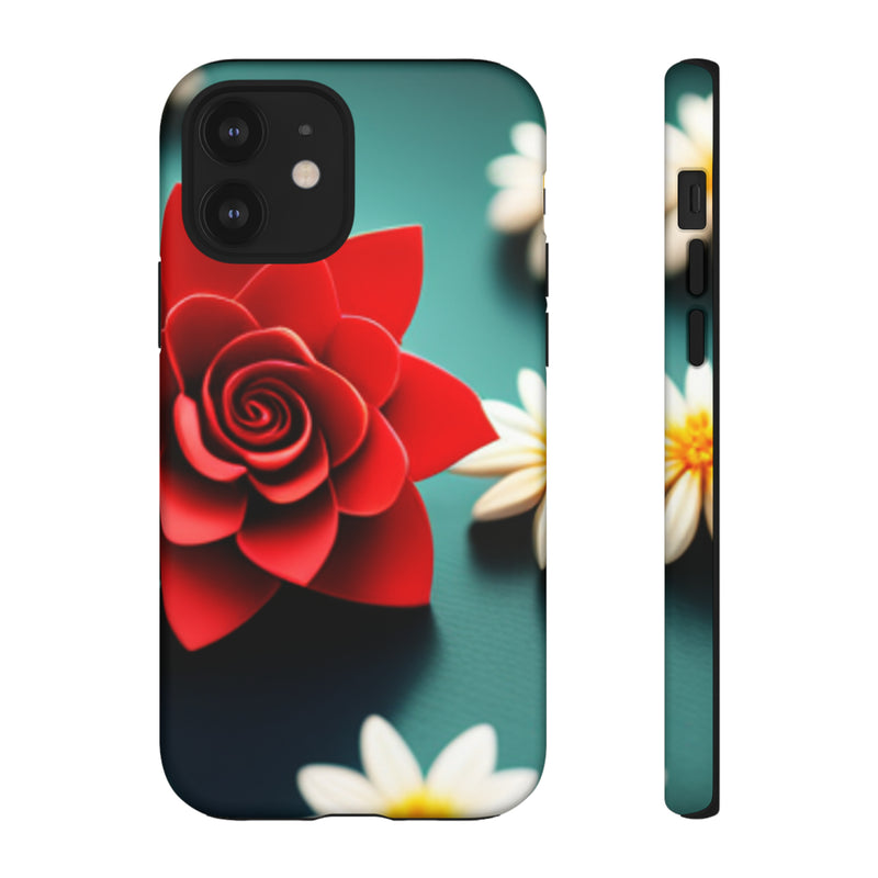 Red Flower On The Connor Tough Cases  All iPhone 15, 14, 13, 12, 11, X, 8 , Google Pixel 7, 6, 5, Samsung Galaxy 23, 22, 21, 20, 10