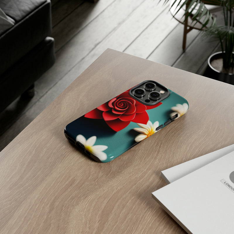 Red Flower On The Connor Tough Cases  All iPhone 15, 14, 13, 12, 11, X, 8 , Google Pixel 7, 6, 5, Samsung Galaxy 23, 22, 21, 20, 10