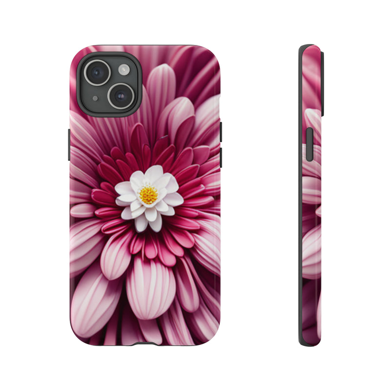 Pink Flower Tough Cases  All iPhone 15, 14, 13, 12, 11, X, 8 , Google Pixel 7, 6, 5, Samsung Galaxy 23, 22, 21, 20, 10