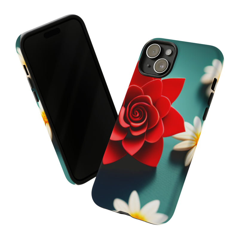 Red Flower On The Connor Tough Cases  All iPhone 15, 14, 13, 12, 11, X, 8 , Google Pixel 7, 6, 5, Samsung Galaxy 23, 22, 21, 20, 10