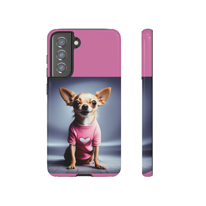 Pink Heart Chihuahua Tough Cases. All iPhone 15, 14, 13, 12, 11, X, 8 , Google Pixel 7, 6, 5, Samsung Galaxy 23, 22, 21, 20, 10