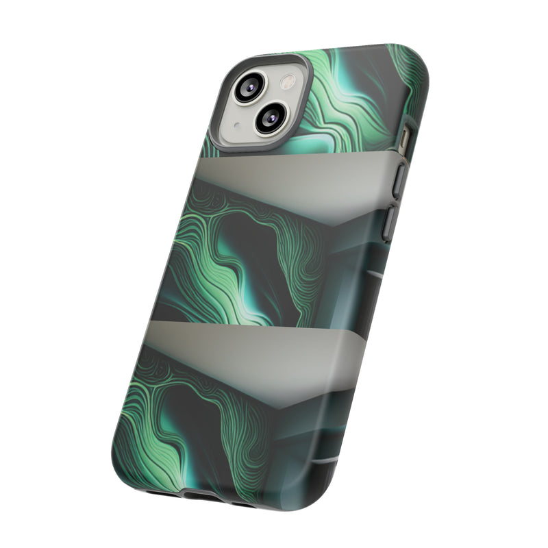 Green Geometric Patterns - Tough Cases  All iPhone 15, 14, 13, 12, 11, X, 8 , Google Pixel 7, 6, 5, Samsung Galaxy 23, 22, 21, 20, 10