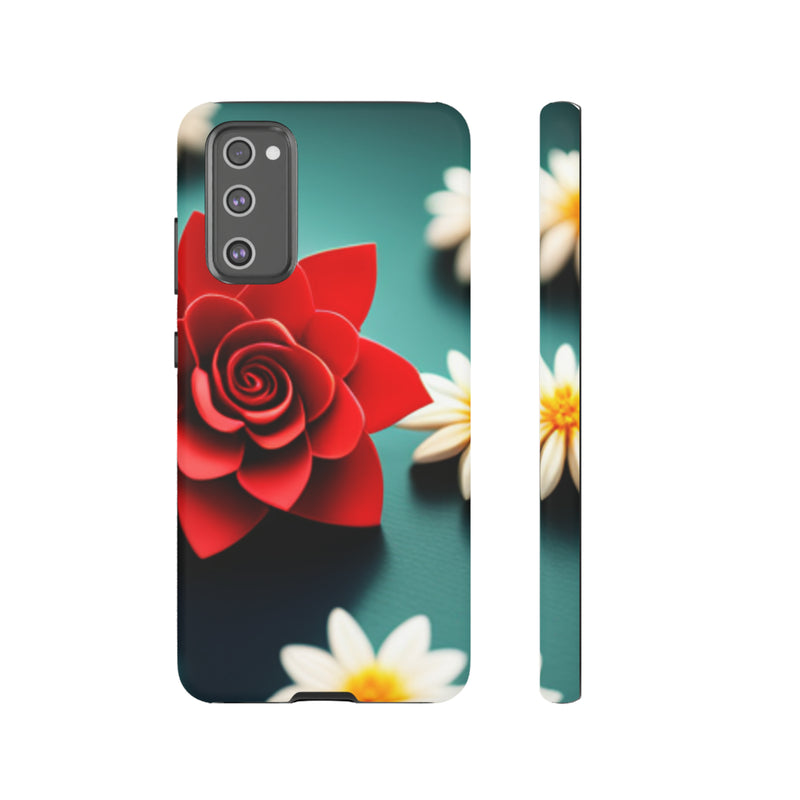 Red Flower On The Connor Tough Cases  All iPhone 15, 14, 13, 12, 11, X, 8 , Google Pixel 7, 6, 5, Samsung Galaxy 23, 22, 21, 20, 10