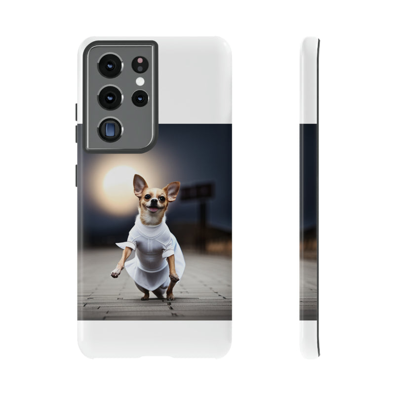 Cute White Dress Chihuahua Tough Cases. All iPhone 15, 14, 13, 12, 11, X, 8 , Google Pixel 7, 6, 5, Samsung Galaxy 23, 22, 21, 20, 10