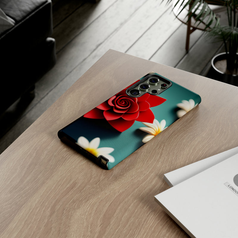 Red Flower On The Connor Tough Cases  All iPhone 15, 14, 13, 12, 11, X, 8 , Google Pixel 7, 6, 5, Samsung Galaxy 23, 22, 21, 20, 10