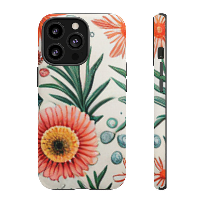 Orange Exotic Flowers Tough Cases All iPhone 15, 14, 13, 12, 11, X, 8 , Google Pixel 7, 6, 5, Samsung Galaxy 23, 22, 21, 20, 10