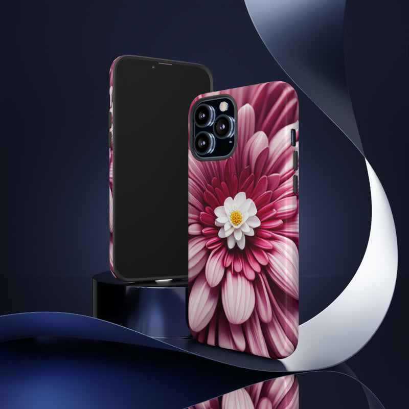 Pink Flower Tough Cases  All iPhone 15, 14, 13, 12, 11, X, 8 , Google Pixel 7, 6, 5, Samsung Galaxy 23, 22, 21, 20, 10