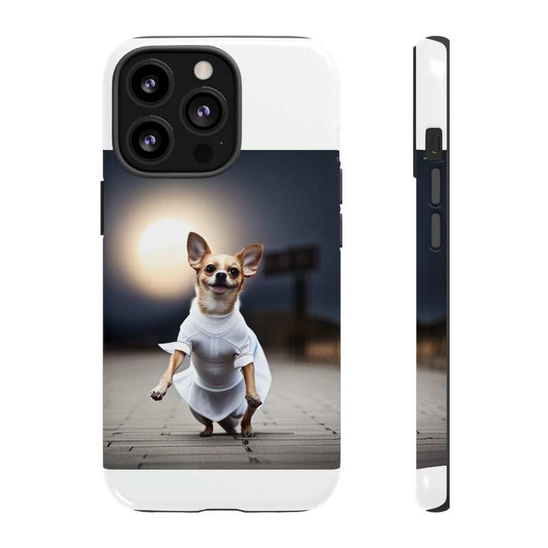 Cute White Dress Chihuahua Tough Cases. All iPhone 15, 14, 13, 12, 11, X, 8 , Google Pixel 7, 6, 5, Samsung Galaxy 23, 22, 21, 20, 10