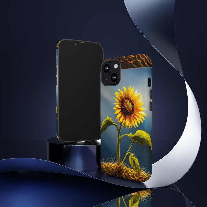 Sunflower In A Shelf Tough Cases  All iPhone 15, 14, 13, 12, 11, X, 8 , Google Pixel 7, 6, 5, Samsung Galaxy 23, 22, 21, 20, 10