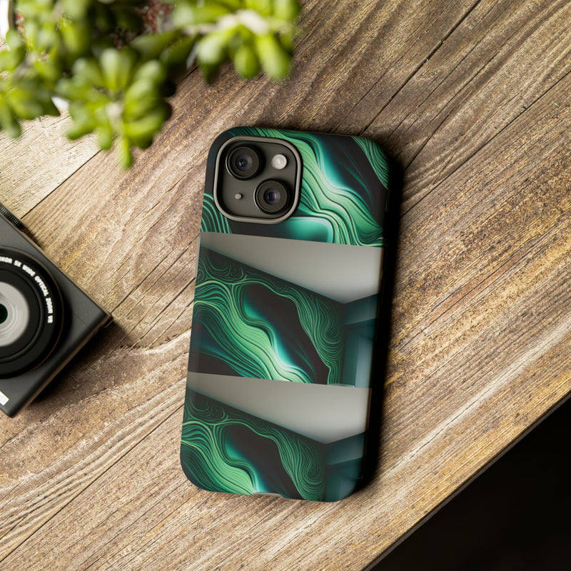 Green Geometric Patterns - Tough Cases  All iPhone 15, 14, 13, 12, 11, X, 8 , Google Pixel 7, 6, 5, Samsung Galaxy 23, 22, 21, 20, 10