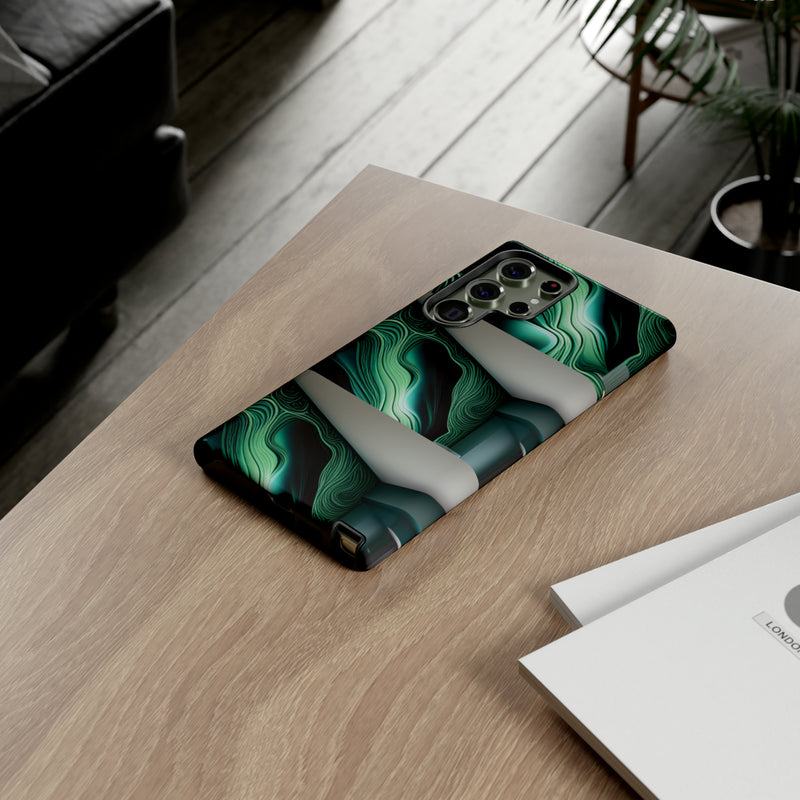 Green Geometric Patterns - Tough Cases  All iPhone 15, 14, 13, 12, 11, X, 8 , Google Pixel 7, 6, 5, Samsung Galaxy 23, 22, 21, 20, 10