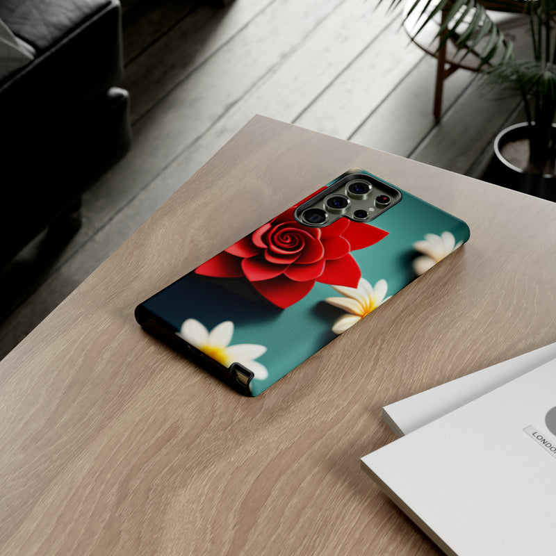 Red Flower On The Connor Tough Cases  All iPhone 15, 14, 13, 12, 11, X, 8 , Google Pixel 7, 6, 5, Samsung Galaxy 23, 22, 21, 20, 10