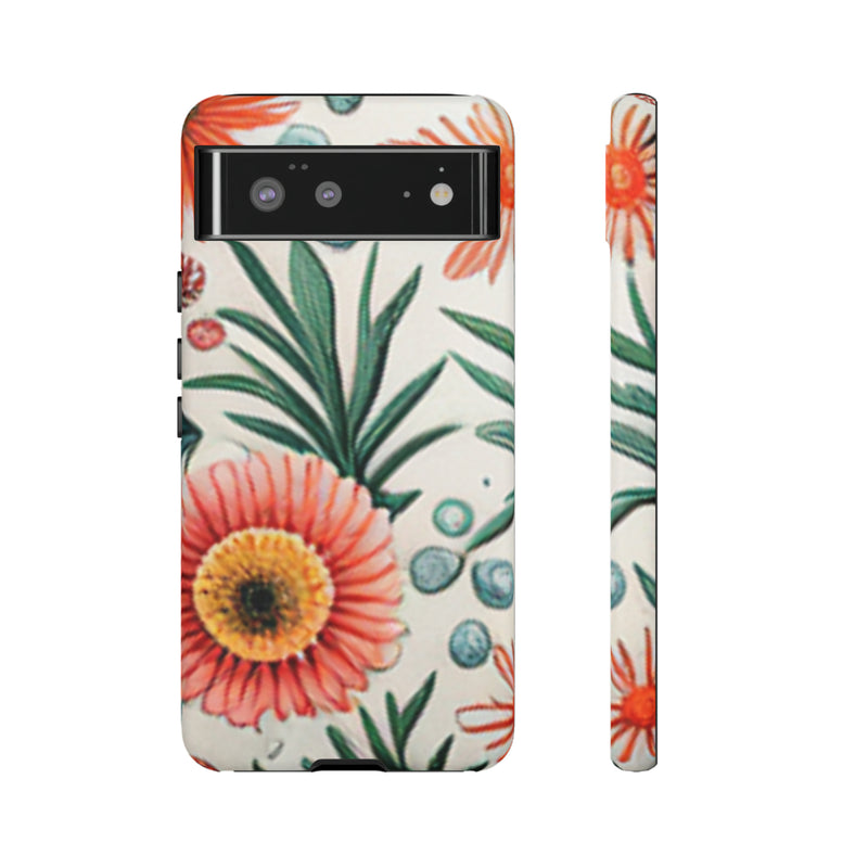 Orange Exotic Flowers Tough Cases All iPhone 15, 14, 13, 12, 11, X, 8 , Google Pixel 7, 6, 5, Samsung Galaxy 23, 22, 21, 20, 10