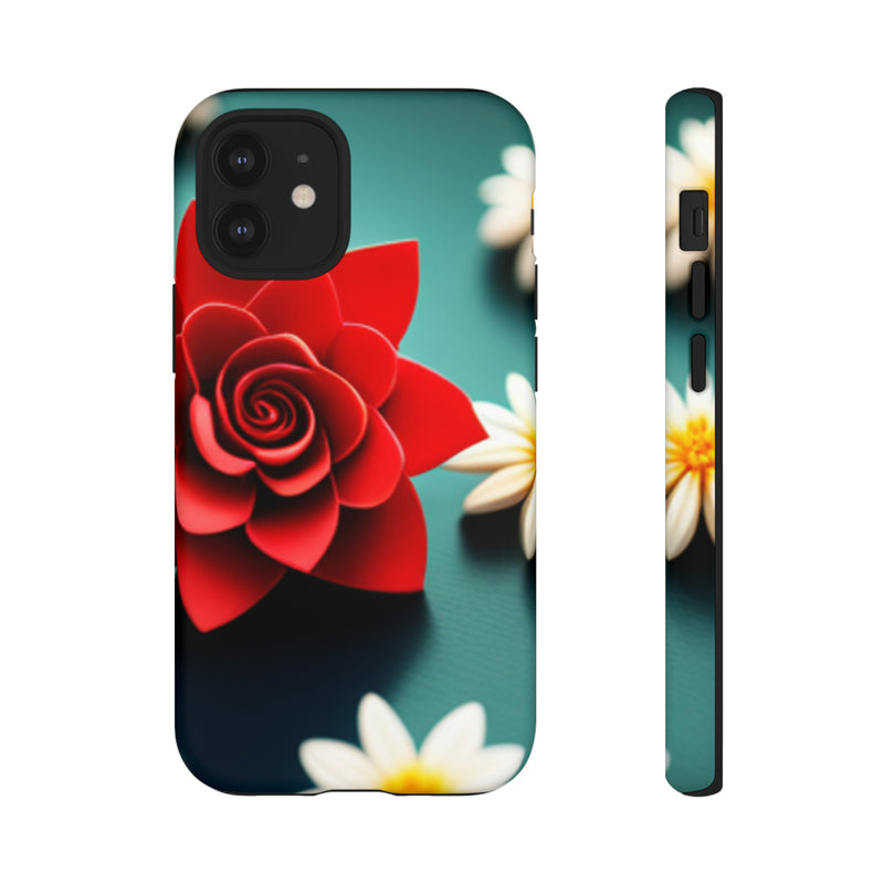 Red Flower On The Connor Tough Cases  All iPhone 15, 14, 13, 12, 11, X, 8 , Google Pixel 7, 6, 5, Samsung Galaxy 23, 22, 21, 20, 10