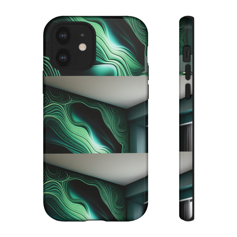 Green Geometric Patterns - Tough Cases  All iPhone 15, 14, 13, 12, 11, X, 8 , Google Pixel 7, 6, 5, Samsung Galaxy 23, 22, 21, 20, 10